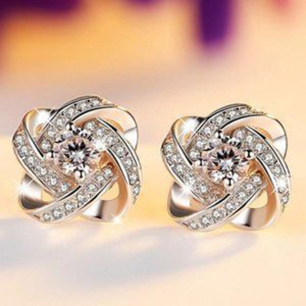 *NEW 925 Sterling Silver Diamond Infinity Earrings